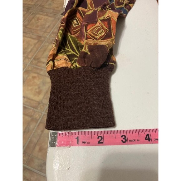 Cherokee Women’s Medium Floral Boho Button Up Jacket Scrub Top Long Sleeve - Picture 4 of 6